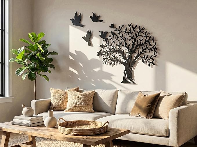Vailla Tree of Life Wall Art Decor Set of 3 Wall Hanging Sculpture Modern Wall Home Decoration 3D Textured Sculptures for Living Room Bedroom Office Dinnig Room 3 Panels Family Tree Wall Hangings