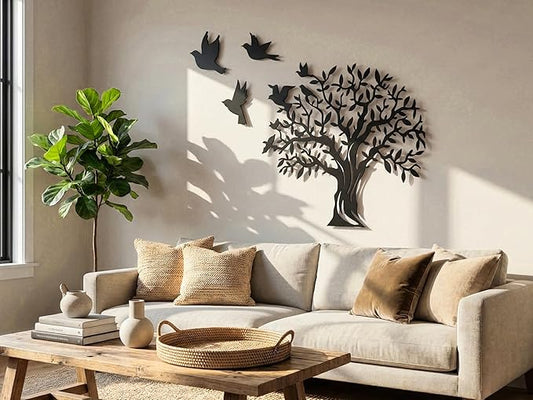 Vailla Tree of Life Wall Art Decor Set of 3 Wall Hanging Sculpture Modern Wall Home Decoration 3D Textured Sculptures for Living Room Bedroom Office Dinnig Room 3 Panels Family Tree Wall Hangings