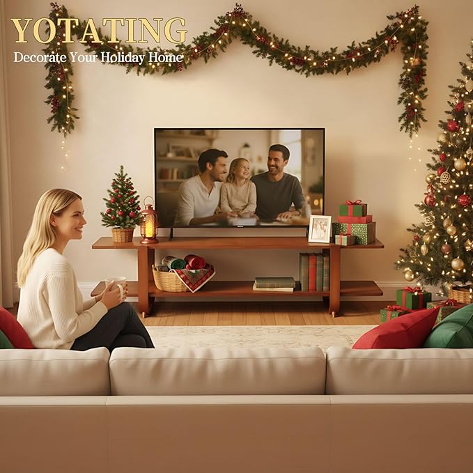 TV Stand for 65 inch TVs, Large Media TV Console with Storage Shelf, Modern Entertainment Center TV Stands for Living Room, Bedroom, 55" TV Table, Classic Walnut