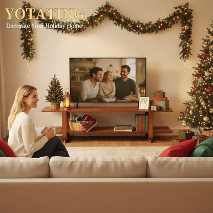 TV Stand for 65 inch TVs, Large Media TV Console with Storage Shelf, Modern Entertainment Center TV Stands for Living Room, Bedroom, 55" TV Table, Classic Walnut
