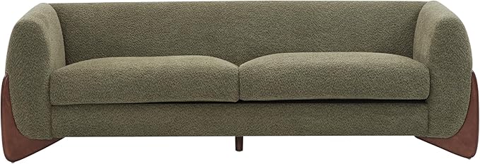 Christopher Knight Home Almab 82 Inches Sofa Couch, Cozy Boucle Upholstered 3-Seater Sofa, Wood Frame Couch, Comfy Couches for Living Room and Office, Modern Soft Plush Sofa, Olive Green