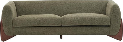Christopher Knight Home Almab 82 Inches Sofa Couch, Cozy Boucle Upholstered 3-Seater Sofa, Wood Frame Couch, Comfy Couches for Living Room and Office, Modern Soft Plush Sofa, Olive Green