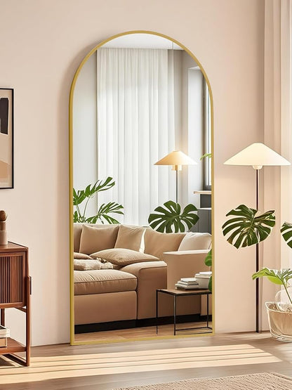 71"x32" Floor Mirror Full Length, Arched Full Length Mirror with Stand, Large Full Body Mirrors for Bedroom Living Room or Cloakroom Gold