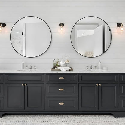 WallBeyond Round Wall Mirror 28 inch Black Large Circle Mirror for Bathroom with Metal Framed, Round Black Mirror for Wall Decor, Vanity, Entryway Living Room