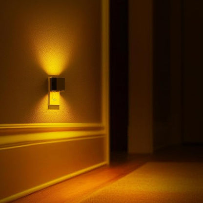 L LOHAS LED Night Light,Night Lights Plug into Wall,[2-Pack] Dimmable Night Light with Light Sensor,1800K Amber Light,Modern Nightlight for Bathroom Hallway Kitchen