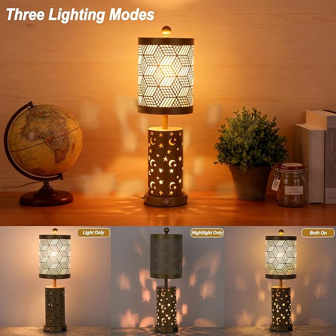 Warm White Butterfly Night Light - Table Lamp with Rotating Projection, Portable Bedside Light for Bedroom, Coffee Shop, Gifts for Women, Mom, Birthday (Gold Lamp1)