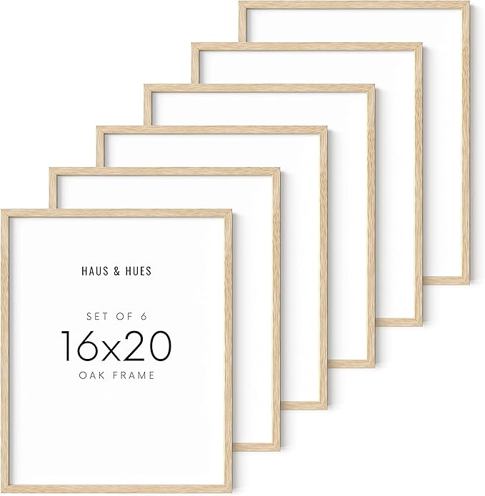 HAUS AND HUES Picture Frame, Beige Oak Wood, 16x20 inches, Set of 6