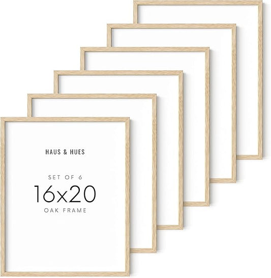 HAUS AND HUES Picture Frame, Beige Oak Wood, 16x20 inches, Set of 6