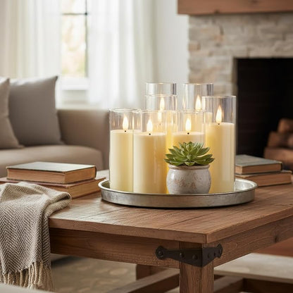 Homemory Ivory Acrylic Flameless LED Candles, Battery Operated with Remote Control and Timer, Electric Fake Candles for Wedding, Home Decor, Set of 9