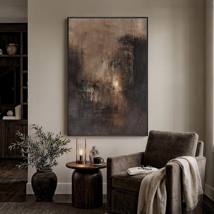 Extra Large Framed Brown Black Abstract Wall Art for Living Room, Oversized Modern Canvas Prints Vertical Artwork for Walls, Contemporary Earth Pictures for Bedroom Dining Hallway Wall Decor 40x60 In
