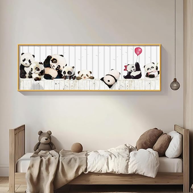 susimond Abstract Canvas Wall Art, Large Modern Painting for Living Room & Bedroom Decor - Ready to Hang (Cartoon Panda, 63" L x 20" W)