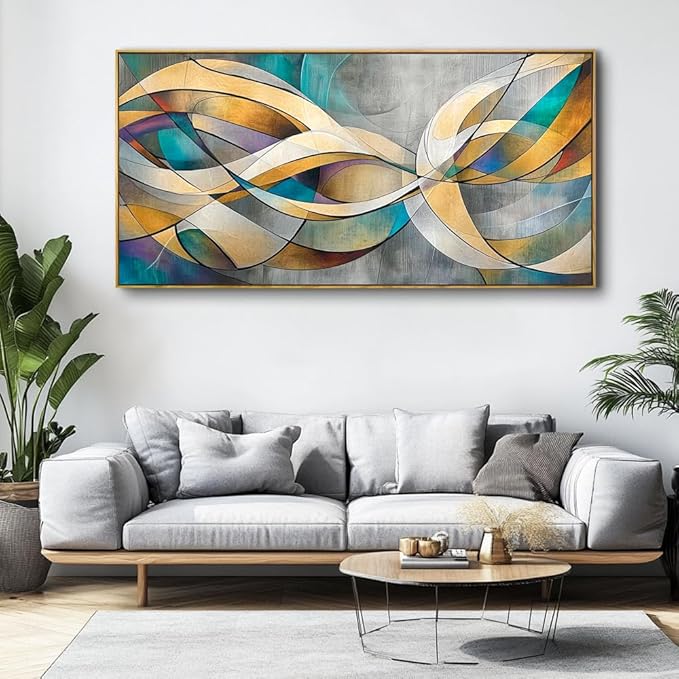 Abstract Wall Art Wall Art - Framed Modern Canvas Painting for Living Room, Bedroom Home Office Decor, 60x30 Inch Ready to Hang