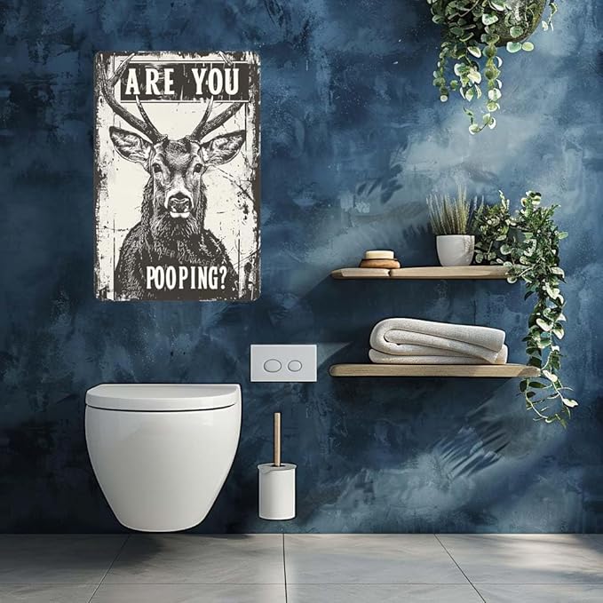 Metal Signs Deer Are You Pooping Vintage Signs Retro Aluminum Tin Sign for Washroom Kitchen Office Home Bar Cafe Decor 8x12 Inch