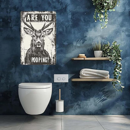 Metal Signs Deer Are You Pooping Vintage Signs Retro Aluminum Tin Sign for Washroom Kitchen Office Home Bar Cafe Decor 8x12 Inch