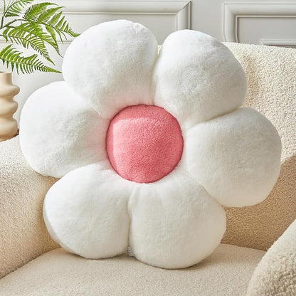 Daisy Shaped Throw Pillow - 15.7In Plush Cute Flower Seating Cushion for Sofa Couch Bed