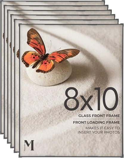 MANTELLO ESSENTIALS 8x10 Picture Frame - Set of 6 - Black Frames, Picture Frames for Wall and Tabletop