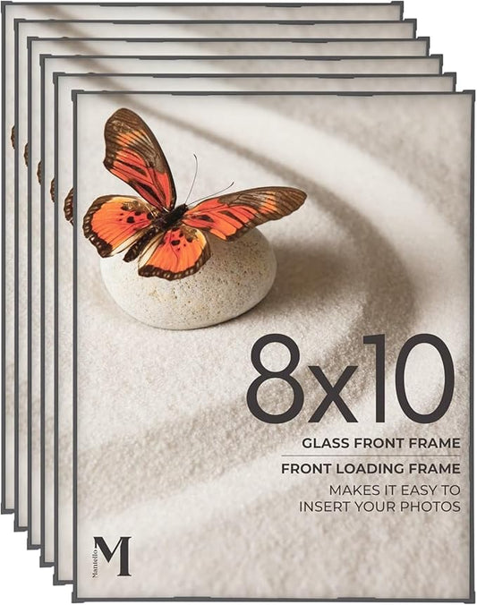 MANTELLO ESSENTIALS 8x10 Picture Frame - Set of 6 - Black Frames, Picture Frames for Wall and Tabletop