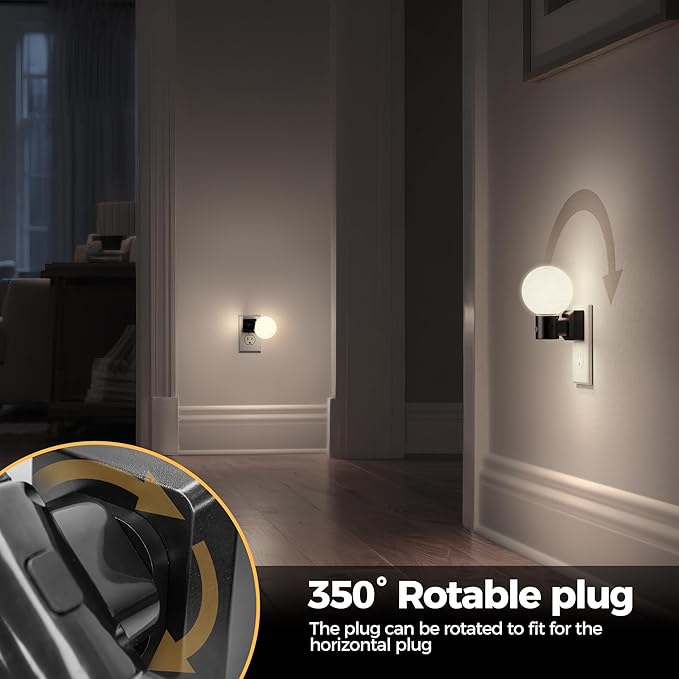 DORESshop Moon Night Light, Night Lights Plug into Wall, Dusk-to-Dawn Sensor, 3D Design 5000K Daylight White, Dimmable Nightlights Indoor for Bathroom, Bedroom, Hallway, Stairs, 2 Packs