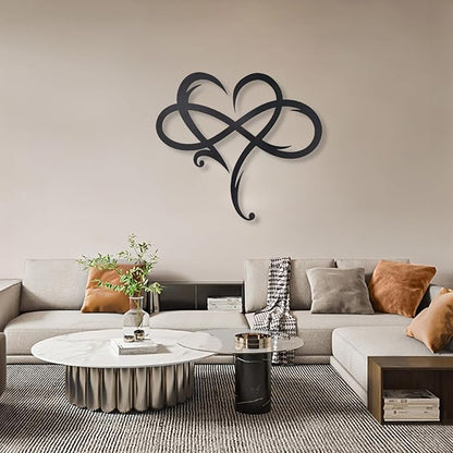 OYEFLY Infinity Heart Metal Wall Decor,Infinity Heart Wall Decor for Room Living,Wedding Decor (Black, style1 14.7 x 13.1in)