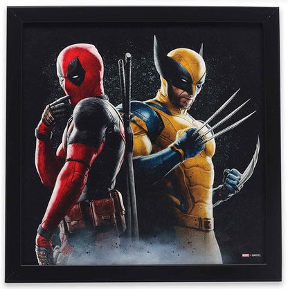 Marvel Deadpool and Wolverine Back to Back Framed Wood Wall Decor - Striking Deadpool Wall Art for Home