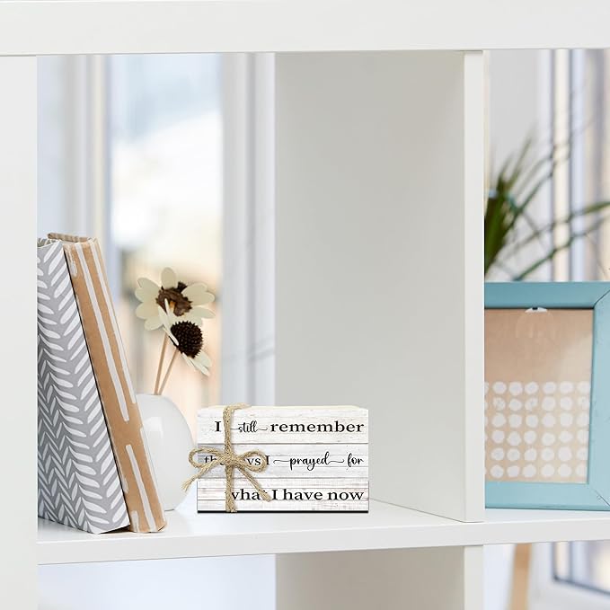 Decorative Books For Home Decor, Wood Book Stack For Table Decor, I Still Remember The Days I Prayed Decor Books For Living Room Bookshelf Office Coffee Bar, Farmhouse Stacked Books Decor (L05)
