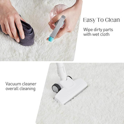 Puremy 6x9 White Area Rugs for Living Room, Fluffy Shaggy Rug for Bedroom, Anti-Skid High Pile Indoor Carpet for Nursery, Kids Room, Bedside, Home Decor