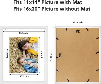 Golden State Art, 16x20 Picture Frame Set of 3 - Matted to 11x14 Photo - Engineered Wood Gallery Frame Set - Wall Mounting (White,3 Pack)