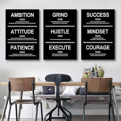 Inspirational Posters Ambition Execute Success Motivational Canvas Wall Art Inspiring Painting Prints Black Quotes Positive Picture for Living Room Bedroom Office Wall Decor Artwork [48''W x 24''H]