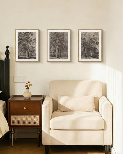 Drsoum Vintage Black Tree Wall Art Framed Retro Antique Forest Prints Modern Rustic Artwork Farmhouse Ready to Hang 11x14in Natural Framed