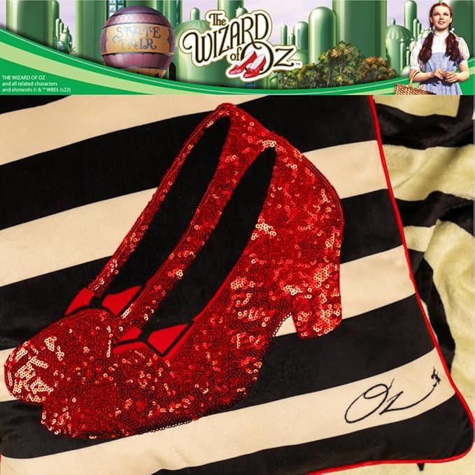Collectibles The Wizard of Wicked Witch Ruby Slippers Sequin Bedding Super Soft Plush Decorative Throw Pillow, 16 in X 16 in, (Officially Licensed Product) By Franco