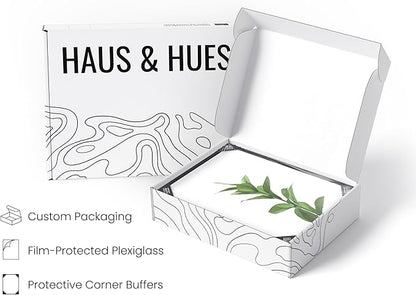 HAUS AND HUES Plant Wall Art - Set of 4 Green Plant Pictures Collection, Botanical Prints, Sage Green Leaves Paintings, Minimalist Wall Decor (11x14, Black Frame)