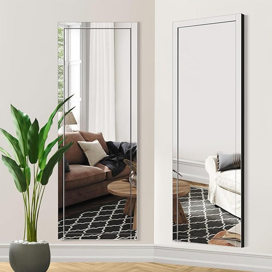 Syndra 65‘’x24‘’ Beveled Edge Full Length Mirror, Frameless Wall-Mounted & Glass Frame Mirror, Large Rectangle Full Body Mirrors for Bedroom, Living Room, Bathroom, Entryway(Vertical or Horizontal)