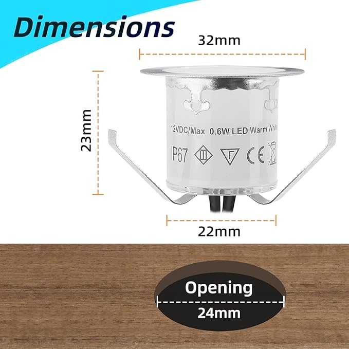 Dimmable LED Deck Lights With Timer and Photocell Sensor, 20 Pack Recessed Light Kits, IP67 Waterproof Outdoor Smart Lighting for Garden, Yard, Patio, Step, Floor Decoration