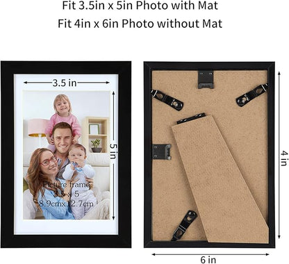 Giftgarden 4x6 Picture Frame Set of 10, Matted to 3.5x5 Photos with Mat or 6x4 Pictures without Mat, Multi Black Frames for Tabletop Wall Display