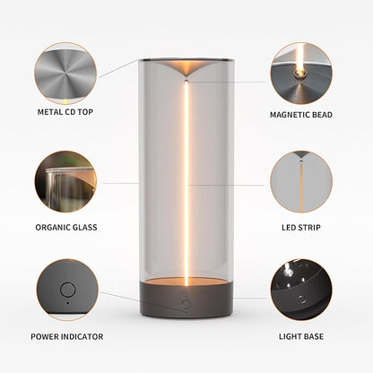 AUGE LIGHT Minimalist Desk Lamp Cordless Table Lamp LED Rechargeable Modern Nightstand Lights Dimmable with 3 Levels for Gaming, Home Office, Bedroom, Living Room, Kitchen, Bar