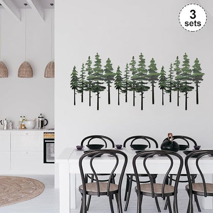ESTART Metal Pine Tree Wall Art, Metal Tree Wall Decor, Nature Rustic Farmhouse Cabin Decor, Forest Wall Art for Home Living Room Bedroom Office Indoor and Outdoor Decoration (Green)
