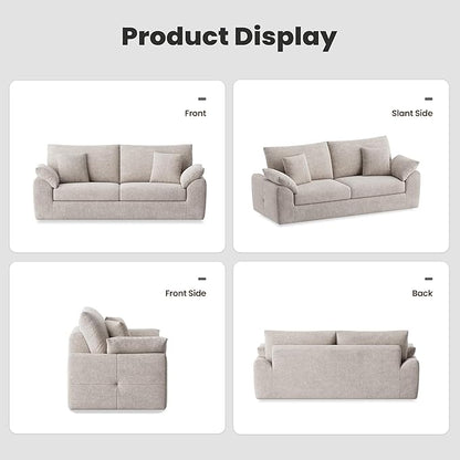 89.8" Modern Loveseat Sofa for Living Room, Cloud Boneless Couches with 4 Pillows, Mid Century Loveseat couches for Small Place, No Assembly Required, Camel