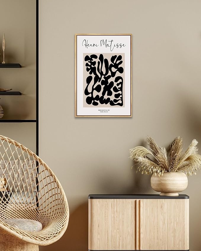 Zzuyi Henri Matisse Framed Art Prints - Flower Market Poster, Abstract Art - 12''x16'' Natural Framed