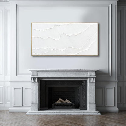 Abstract Artwork White Framed maximalist Hand-drawn Wall Art Wave poster Neutral Print Poster For Bedroom Living Room Office Decor 24x48 Inch