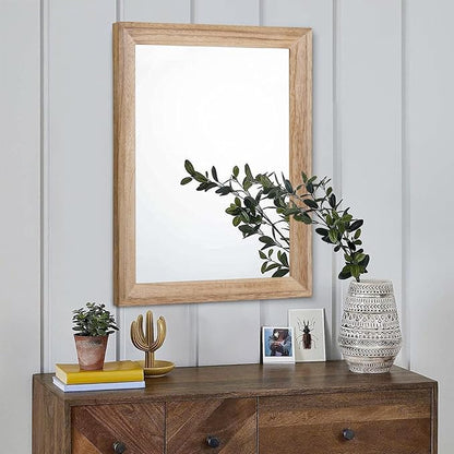 AAZZKANG Rustic Mirrors for Wall Rectangle Wooden Frame Hanging Mirror for Bedroom Bathroom Living Room Entryway Large 20"x16"