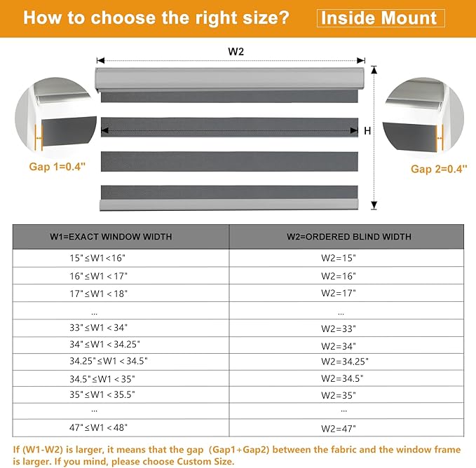 Persilux Cordless Zebra Blinds for Windows Free-Stop Roller Windows Shades (36" W X 47" H, Grey) Dual Layer Light Control for Day and Night, Light Filtering Sheer Shades for Home