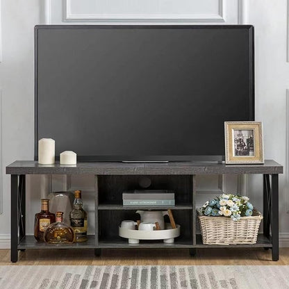 GAZHOME TV Stand for TV up to 65 Inches, TV Cabinet with Open Storage, TV Console Unit with Shelving for Living Room, Entertainment Room, Gray