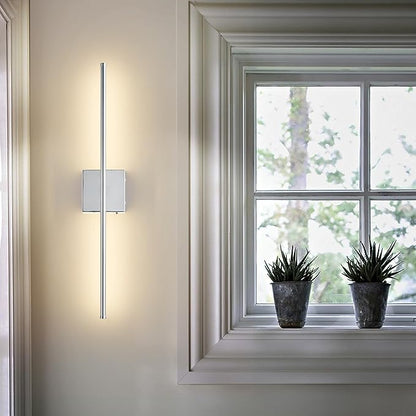 KARTOOSH Battery Operated Wall Sconces with Remote Control, Dimmable Wall Sconces Set of Two, 350°Rotate, 3000K LED Chrome Wireless Wall Light for Living Room, Hallway, Bedroom, 24.4 Inch (2 Pack)