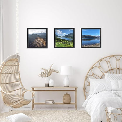 5x5 Picture Frame Set of 6 Black for Wall Hanging or Tabletop, Wall Mounting Horizontally or Vertically, 5 x 5 Square Wall Gallery Poster Photo Frame with Shatter Resistant Plexiglass, 6 Pack, Black