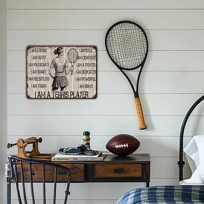 Tennis Player Metal Tin Sign 12x16 Inch I Am A Tennis Player Tin Sign Funny Tennis Poster Home Kitchen Garden Bar Restaurant Coffee Are Wall Decor