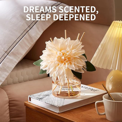 Reed Diffuser Set for Home, 7.1 fl oz / 210 ml - Tangerine Scent Diffuser with Sticks Home Fragrance Flower Reed Diffuser with Plastic Flowers for Bathroom Shelf Décor