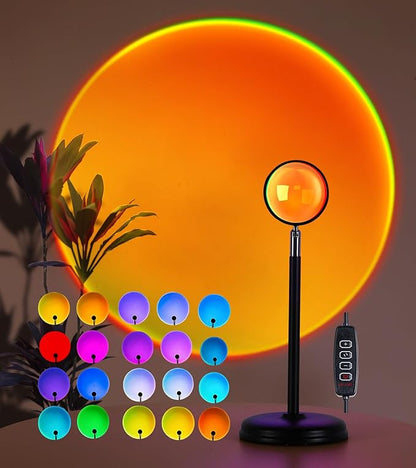 AIHYING Sunset Lamp Projector,Multicolor Changing Night Light 360 Degree Rotation Rainbow Led Sun Lamp for Photography Backgrounds,Party,TikTop Live,Christmas Gifts,Home Decor,Mood Lighting
