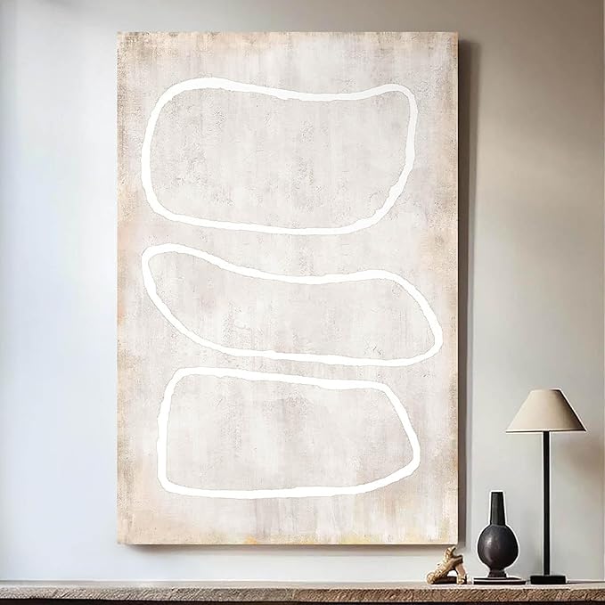 Bedroom Wall Art for Living Room Wall Decor Abstract Art Vintage Kitchen Pictures Office Decor Geometric Circle Beige Art Paintings
