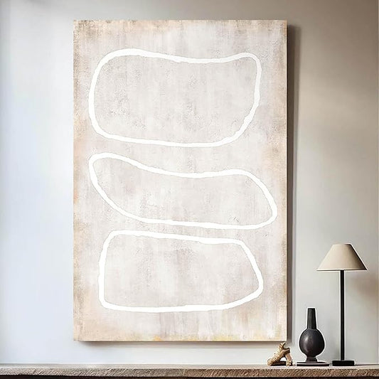 Bedroom Wall Art for Living Room Wall Decor Abstract Art Vintage Kitchen Pictures Office Decor Geometric Circle Beige Art Paintings