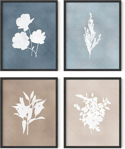 HAUS AND HUES Floral Wall Art - Set of 4 Plant Posters for Wall Vintage Botanical Prints, Flower Pictures for Room Aesthetic Vintage Art Prints Flower Wall Art (16x20, Unframed)